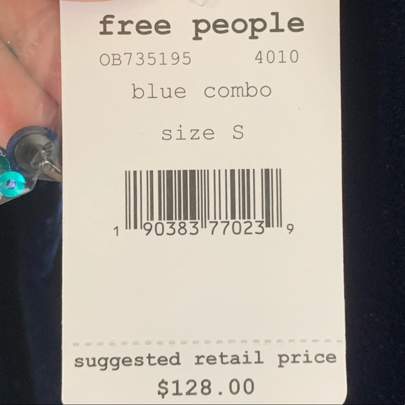 Free People Jills Sequin Swing Mini Blue Combo NWT - Picture 7 of 14